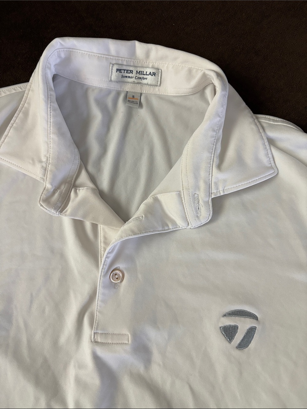 Peter Millar White Polo with Subtle Gray Logo